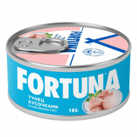 Тунец Fortuna кусочки в собственном соку, 185г