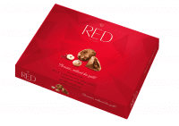 Конфеты-пралине RED из молочного шоколада с ореховой начинкой, без сахара, 132г