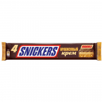 Шоколадный батончик Snickers Арахисовый крем, пачка 4шт по 36,5г