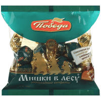 Конфеты шоколадные Победа вкуса Мишки в лесу с нежной начинкой и вафельной крошкой, 200г