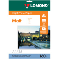 Фотобумага А4 для стр.принтеров Lomond, 160г/м2 (25л) мат.одн.