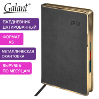 Ежедневник датированный 2025 А5 148х218 мм GALANT 'Infinity Gold', под кожу, серый, 115728