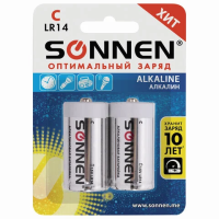 Батарейка Sonnen C LR14, 1.5В, алкалиновая, 2шт/уп