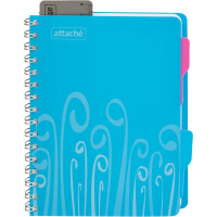 Бизнес тетрадь Attache голубая, А5, 140 листов, в клетку, на спирали, пластик, 2 разделителя