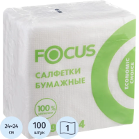 Салфетки бумажные FOCUS Economic Choice 24x24 см 1сл 100 шт/уп Спб Каз Перм