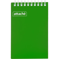 Блокнот Attache зеленый, А6, 60 листов, в клетку, на спирали