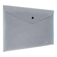 Папка-конверт с кнопкой СЕРЕБРИСТАЯ BRAUBERG 'SILVER', А4, непрозрачная, ПРОЧНАЯ 0,2 мм, 272884