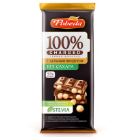 Шоколад Победа Вкуса Темный без сахара, с цельным фундуком, 100г