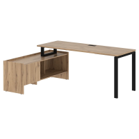 Стол с тумбой EUCT 19614 Дуб Денвер светлый/Черный 1960х1400х750 EDIS