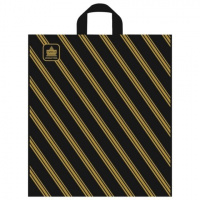 Пакет с петлевой ручкой Тико-Пластик Золотая полоса ПНД, 40x44см, 43мкм, с рисунком, 50шт/уп