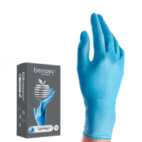 Перчатки нитриловые Benovy Nitrile Chlorinated BS р.L, голубые, 50 пар