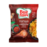 Лапша быстрого приготовления Биг Ланч с говядиной, грибами и зеленью, 75г