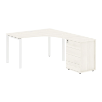 Стол эргономичный с тумбой EUCET 1318(R) Ясень Траун/Белый 1360х1880х750 EDIS