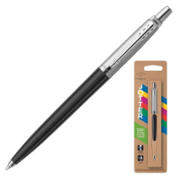 Ручка шариковая PARKER 'Jotter Plastic CT', корпус черный, детали из нержавеющей стали, блистер, син