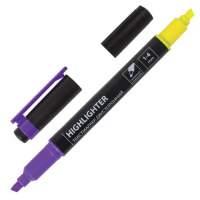 Текстовыделитель Brauberg лимонный/фиолетовый, 1-4мм, скошенный наконечник, двухсторонний
