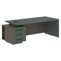 Стол руководителя с тумбой VCT 2290(L) Нефрит/Дуб Сильвер 2200х900х750 VELION