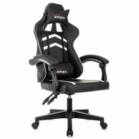 Кресло компьютерное BRABIX 'Shooter GM-123', 2 подушки, экокожа, черное/белое, 533191
