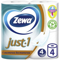 Туалетная бумага Zewa Just1 4 слоя, 4 рулона, 12.3 м, белая