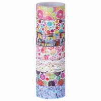 Клейкие WASHI-ленты для декора 'Микс №2', 15 мм х 3 м, 7 цветов, рисовая бумага, ОСТРОВ СОКРОВИЩ, 66