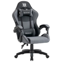 Кресло компьютерное DEFENDER 'Strider', 2 подушки, ткань/экокожа, черное/серое, 64056