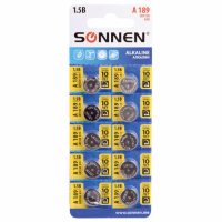 Батарейка Sonnen Alkaline 189A, G10, LR54, алкалиновая, 10шт/уп