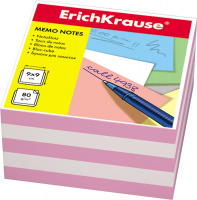 Блок для записей непроклеенный Erich Krause розовый с белым, 90х90х50мм, 2719