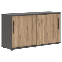 Шкаф низкий с дверьми купе ELC 1343 Дуб Денвер светлый/Мокко/Мокко 1346х430х750 EDIS