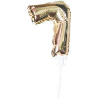 Воздушный шар,  самодув, 18см ПатиБум 'Цифра 7', фольгированный, золотой