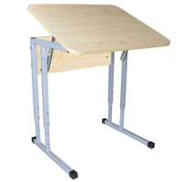 Парта школьная Умник 600х500х520-640мм, рост 2-4, серый каркас, ЛДСП клён, 1-местный
