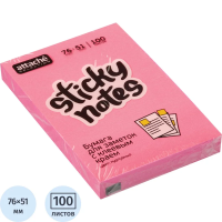 Блок для записей с клейким краем Attache пурпурный, неон, 51x76мм, 100 листов