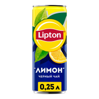 Чай черный холодный LIPTON лимон, 0,25л