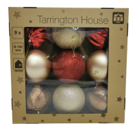 Tarrington House Набор елочных шаров Праздничный 15см, 9шт