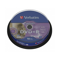 Диск DVD+R Verbatim 4.7Gb, 16х, Cake Box, 10шт/уп