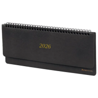 Планинг датированный 2026 305х140 мм BRAUBERG 'Iguana', под кожу, черный, 117224