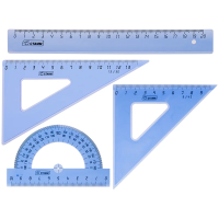 Набор чертежный средний СТАММ, (треуг. 2шт., линейка 20см, транспортир), прозрачный тонированный