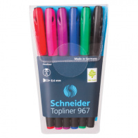 Набор ручек капиллярных Schneider Topliner 967 6 цветов, 0.4мм, черный корпус