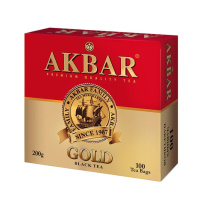 Чай Akbar Gold красно-золотой черный, 100 пакетиков