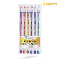Набор гелевых ручек Crown Hi-Jell Metallic 6 цвета, 0.7мм
