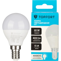 Лампа светодиодная Topfort E14 10W 4000K шар