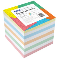Блок для записей проклеенный Officespace 5 цветов, пастельный, 90х90мм, 1000 листов