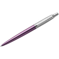 Шариковая ручка автоматическая Parker Jotter Essential M, фиолетовый металлик/серебристый корпус, 19
