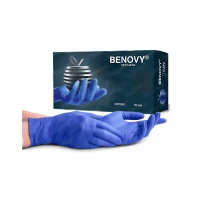 Перчатки нитриловые Benovy Nitrile MultiColor BS р.XS, сиренево-голубые, 50 пар