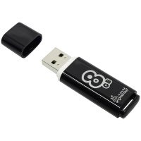 USB флешка Smart Buy Glossy 8Gb, 12/5 мб/с, черный
