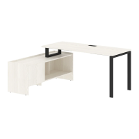 Стол с тумбой EUCT 17614 Ясень Траун/Черный 1760х1400х750 EDIS