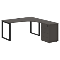 Стол эргономичный с тумбой EQCET 1518(R) Мокко/Черный 1560х1880х750 EDIS