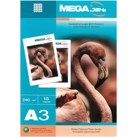 Фотобумага для струйных принтеров Mega Glossy Premium А3, 15 листов, 240 г/м2, глянцевая