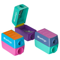Точилка пластиковая Berlingo 'ColorShift' 2 отверстия, контейнер, ассорти, туба