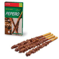 Печенье-соломка LOTTE 'Pepero Almond', в шоколадной глазури с миндалем, в картонной упаковке, 36 г,