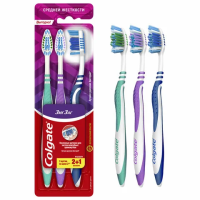 Зубная щетка Colgate Зиг Заг многофункциональная средней жесткости, промоупаковка 2+1
