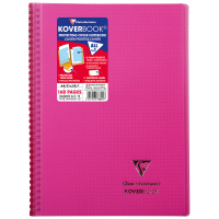 Бизнес-тетрадь 80л., А4, клетка на гребне Clairefontaine 'Koverbook', пластик. обложка, розовая, 90г